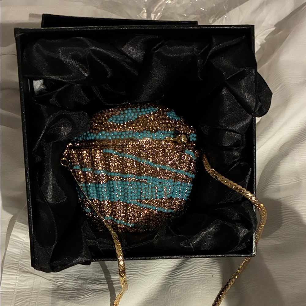 Elegant Beaded Clutch with Gold Accents